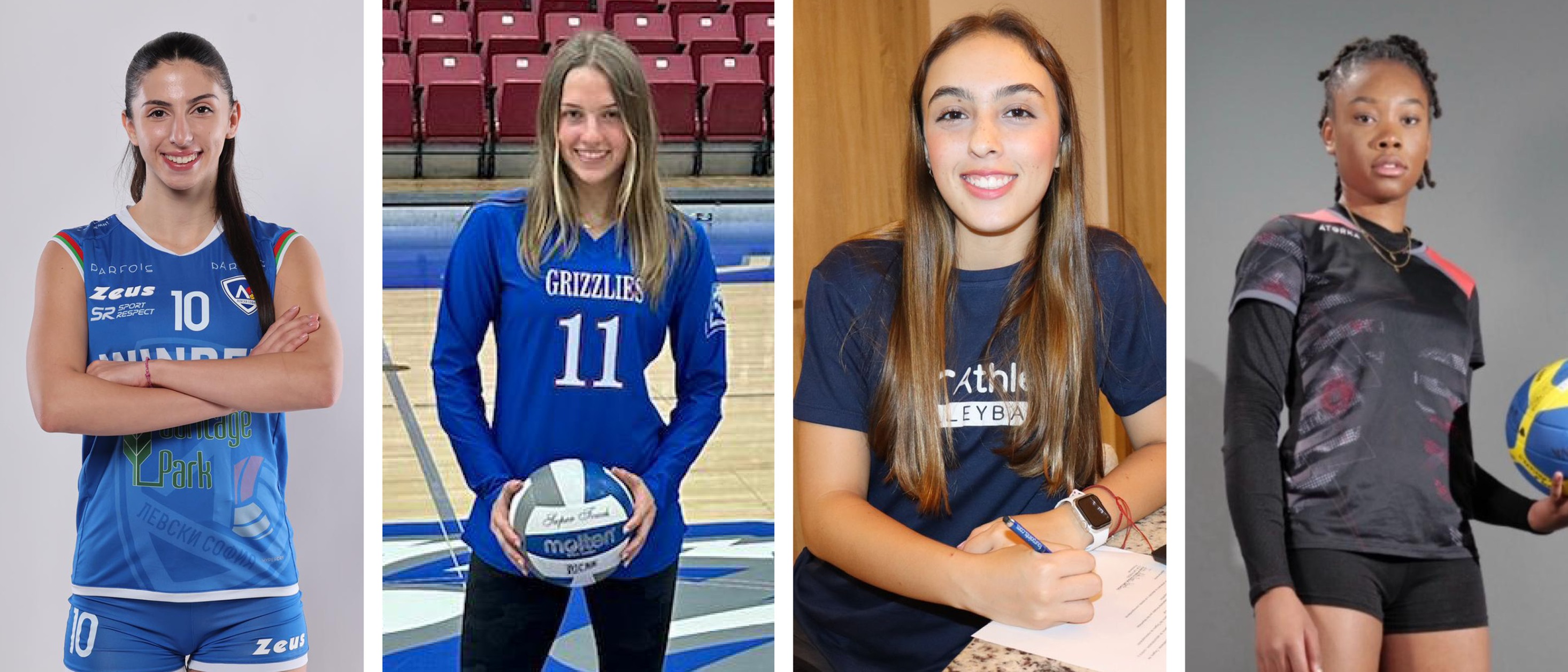 Four more players have been added to the Grizzly Volleyball team for the 2024-2025 campaign. They are, from left, Violeta Bachvarova,  Chesnea Blakey, Isabella Calle, and Elidjah Abomo. (Photos provided)